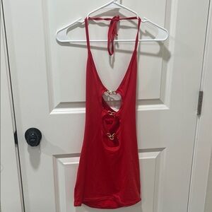 SHEIN Red Mini Dress with Gold Accents
